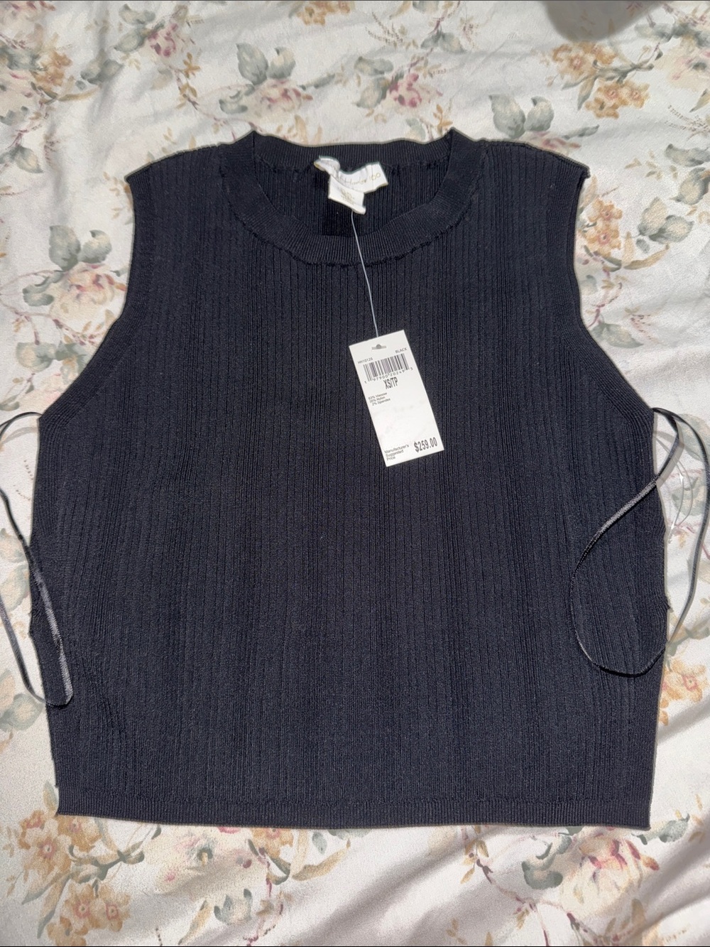 House of Harlow 1960 Black Sleeveless Ribbed Knit Tank